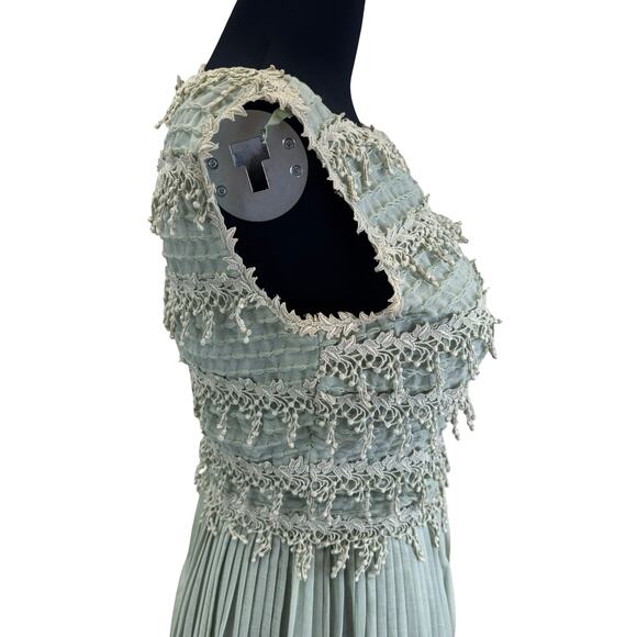 1950s Mint Green Carlye Dress – Lace Bodice & Pleated Skirt – Size XS/S - Picture 4 of 14